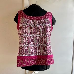 Eddie Bauer printed pink sleeveless top